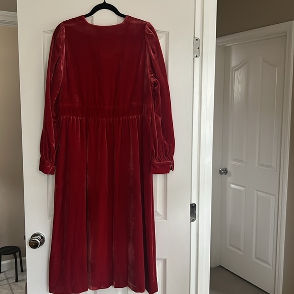 Boden Elise Midi Red Velvet Dress size 12 NWT - Picture 7 of 7